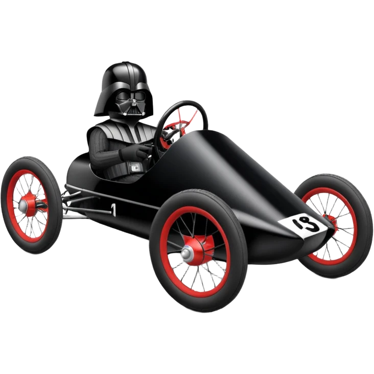 Darth Vader’s plush and refined streamlined two cylinder racing cyclekart with advanced rugged suspension and steering  emoji