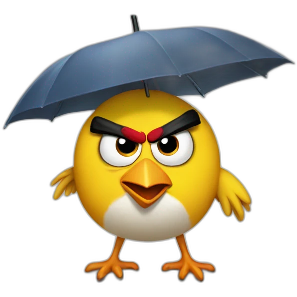 Angry bird eating an umbrella emoji