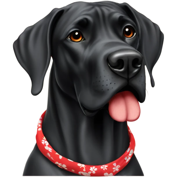 Black Great Dane with Hawaiian red bandana emoji