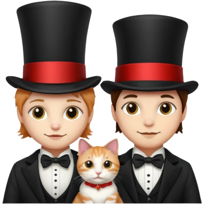 magician couple and their pet cat emoji