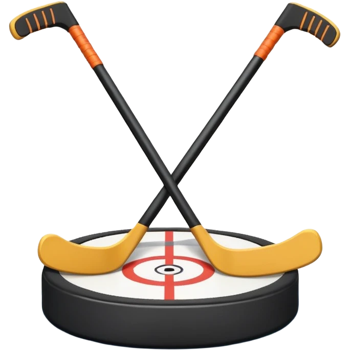 two hockey sticks crossing and a puck emoji