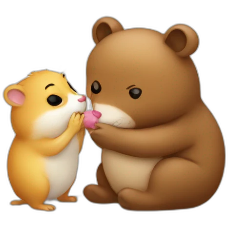 emoji bear kissing hamster emoji