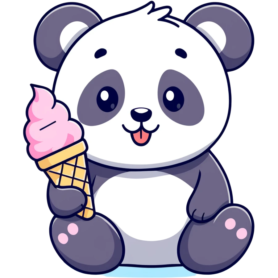 Panda eating ice cream emoji