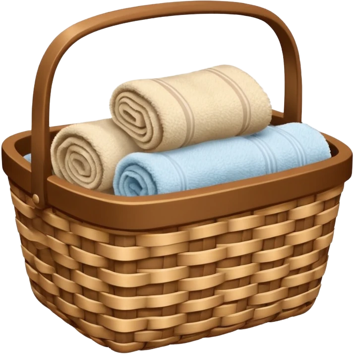 Brown basket with towels emoji