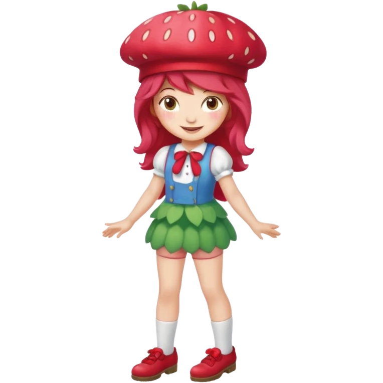 Strawberry shortcake human girl full body and legs with a strawberry hat on her hair without a cake emoji