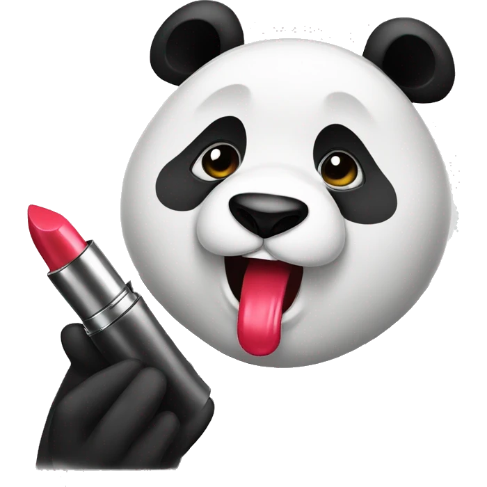 panda putting on lipstick emoji