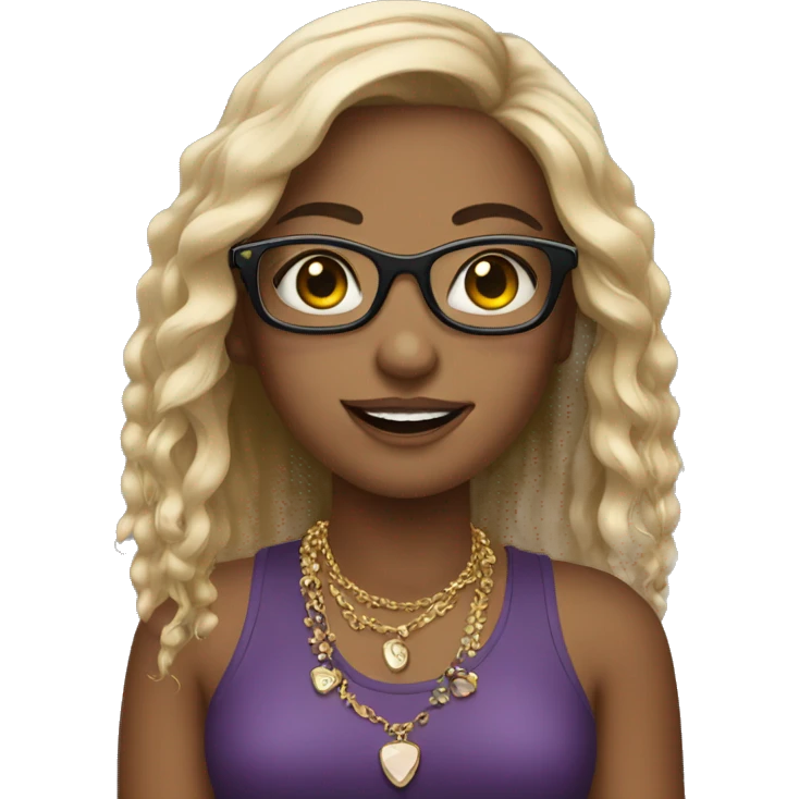 Girl with jewelry and glasses emoji