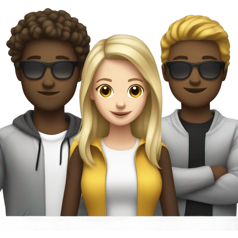 a white girl, a brown girl, and a white guy DJing together emoji