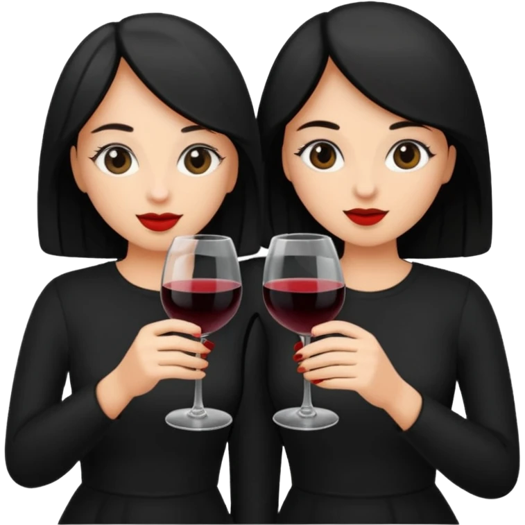 2 girls in black drinking wine emoji