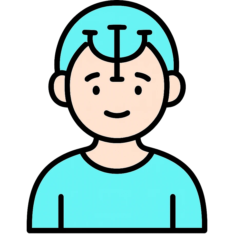 Discord role icon for 'pacientas' patient of a psychiatric clinic, #6fe8f3 color, soft friendly look, simple face or figure, easy to recognize at small size emoji
