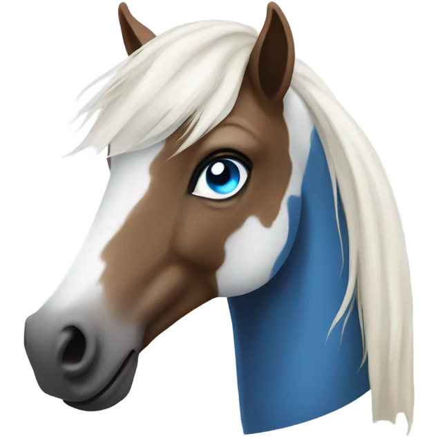 Horse pie bai white mane and blue eye emoji