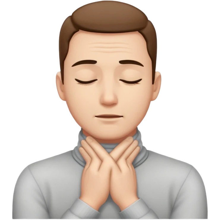 Man crossing hands over his neck with eyes closed emoji