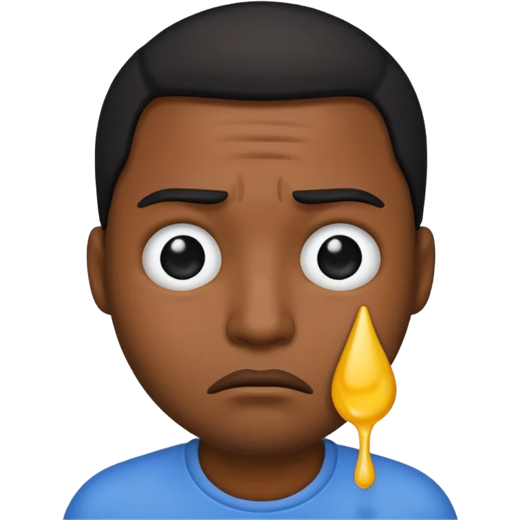 Black man emoji shedding a tear with a frown emoji
