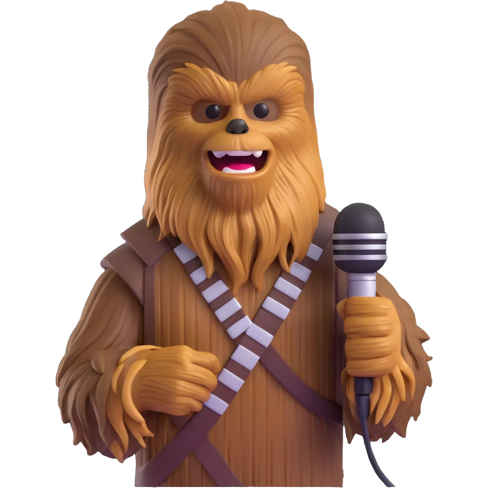 Chewbacca holding a microphone emoji