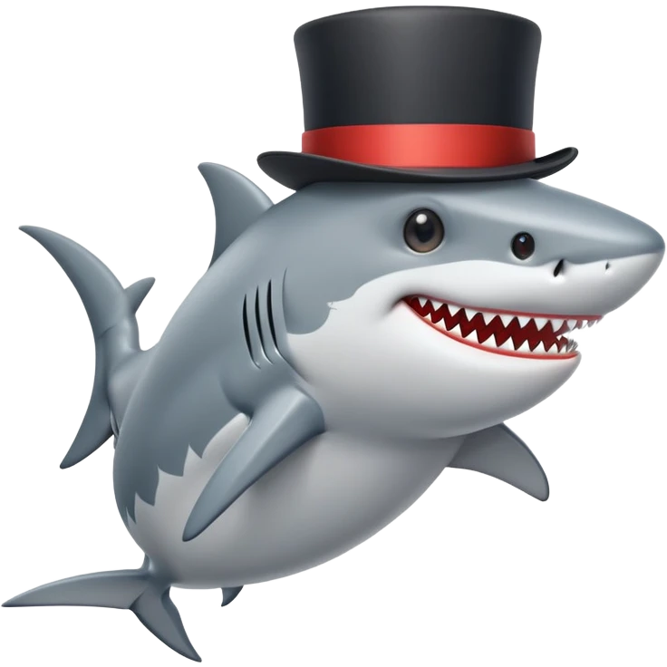 Shark with a top hat emoji
