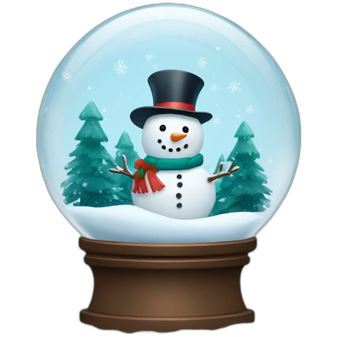 Snowman and winter landscape in Snow globe emoji