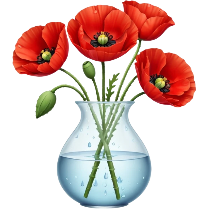 poppy flowers in a clear vase emoji