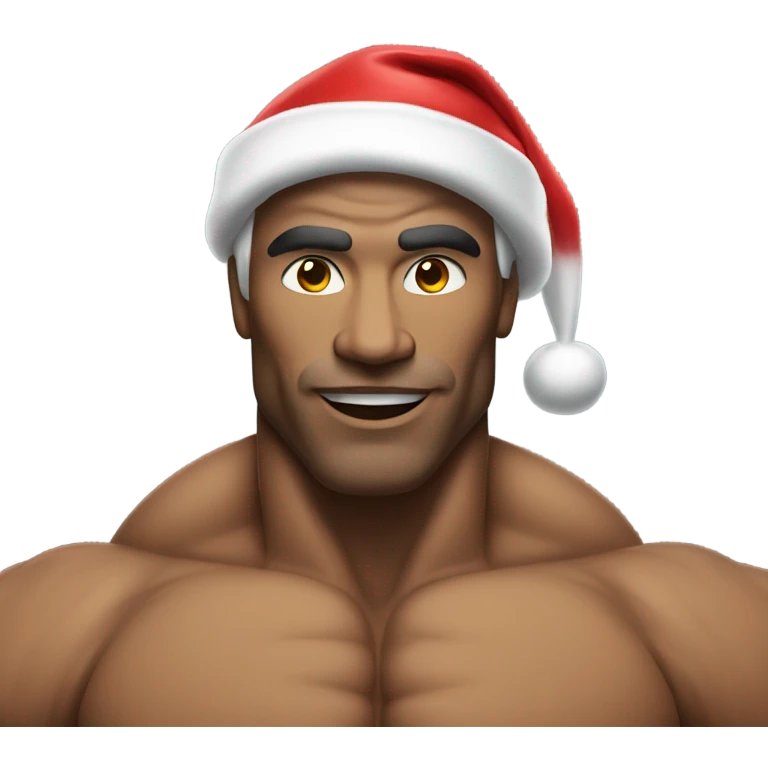 Body builder wearing Santa hat emoji
