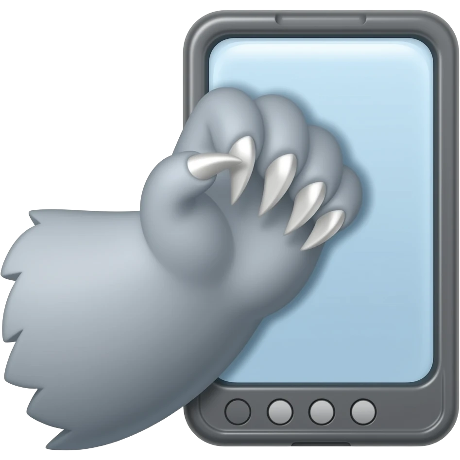 sharp claws on gray bear arm swiping at the screen - NO BACKGROUND emoji