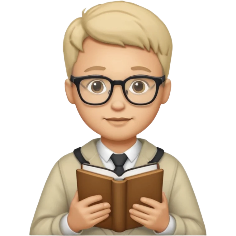 Nerd man wearing glasses with the book and computer emoji