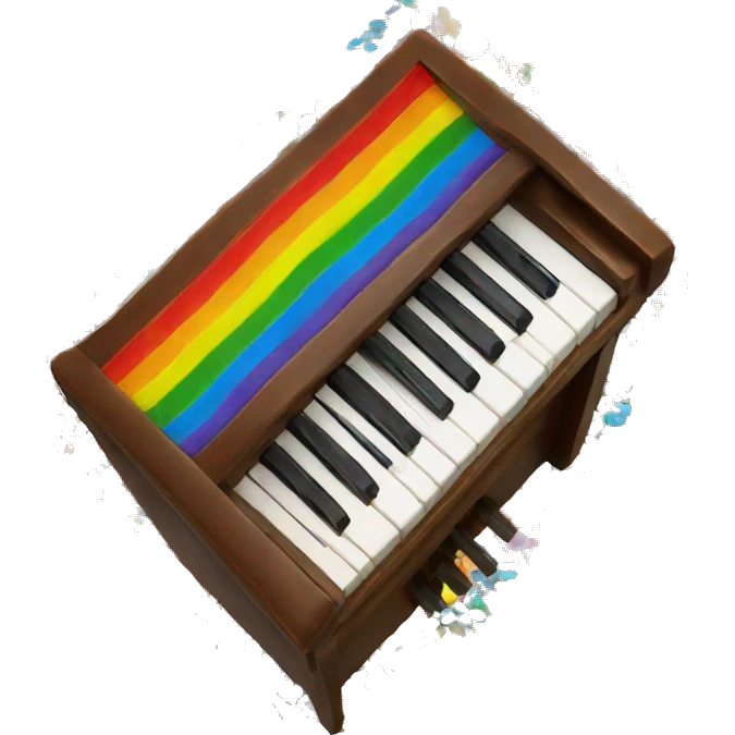 rainbow piano submerged in candy emoji