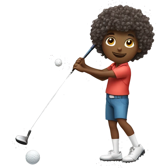 curly hair boy playing golf emoji