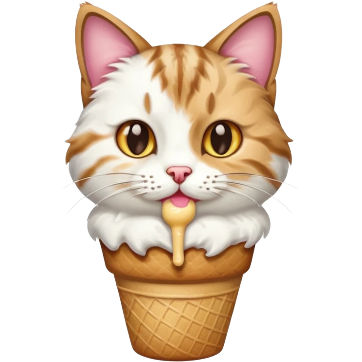 A cat eating a icecream emoji