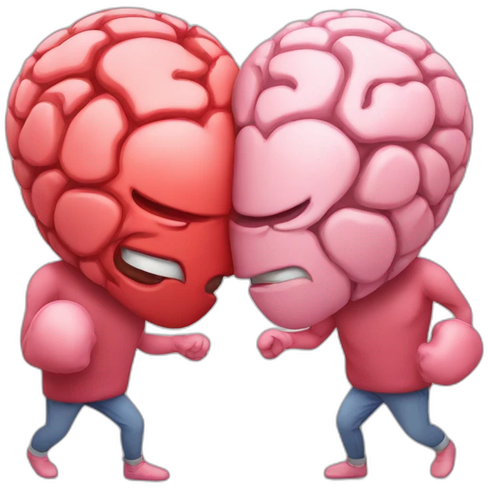 heart and brain fighting emoji