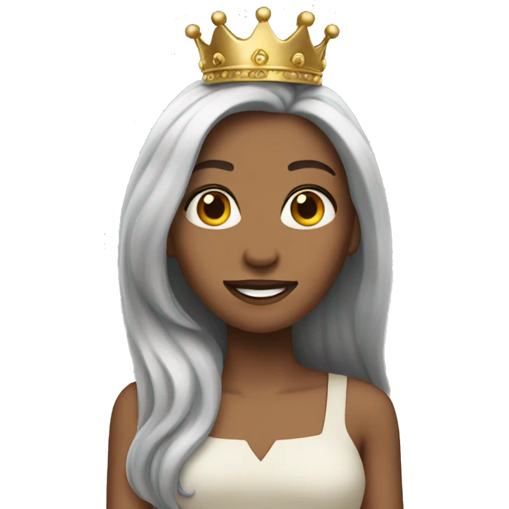 Woman that has long hair with a crown emoji