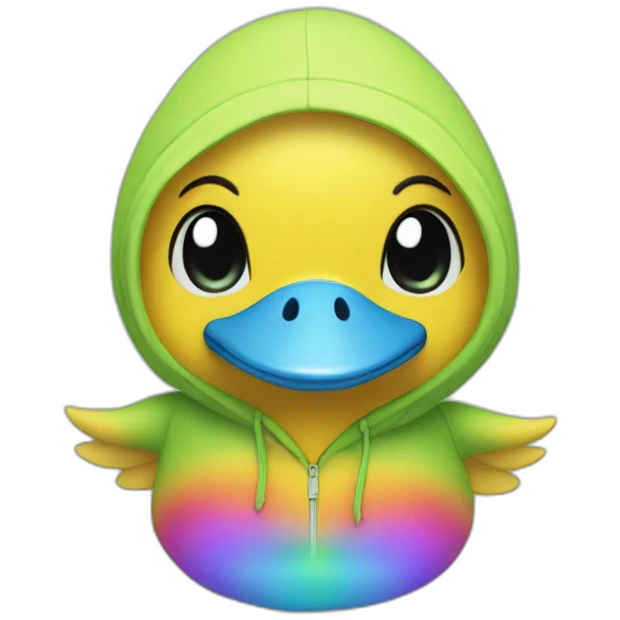 cute duck with rainbow hoodie emoji