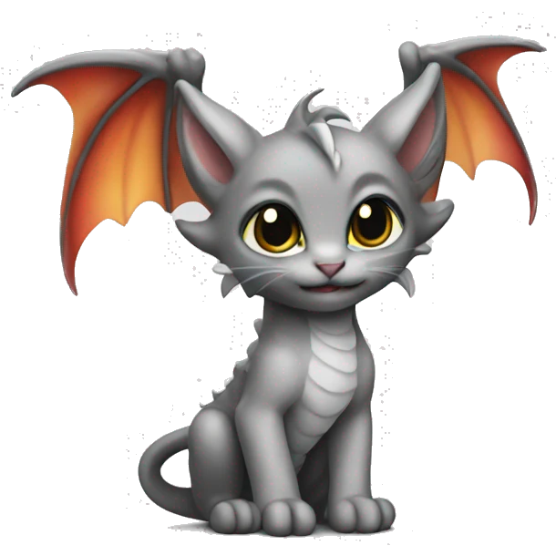 dragon wings on grey kitten emoji