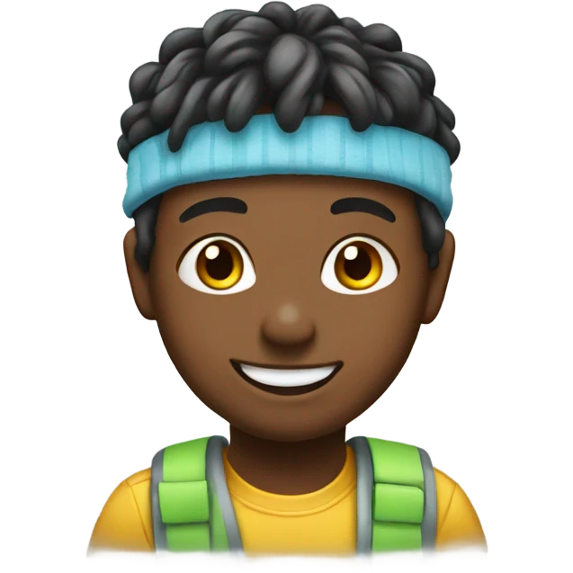 smiling boy with hairband portrait emoji