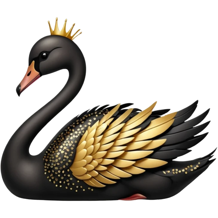 Shining black swan with gold sparkling details  emoji