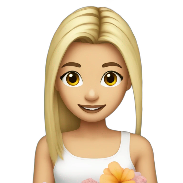 hailey beiber with flowers emoji