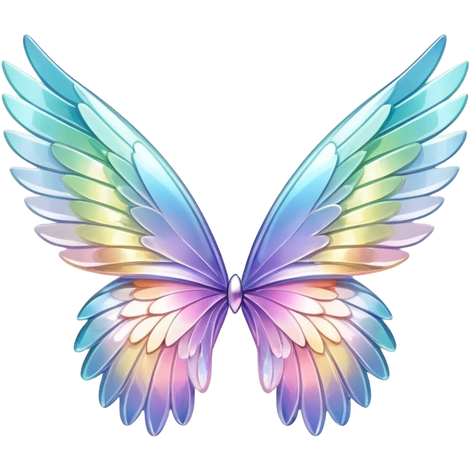 A pair of Sparkly glossy Pastel iridescent glass wings  emoji
