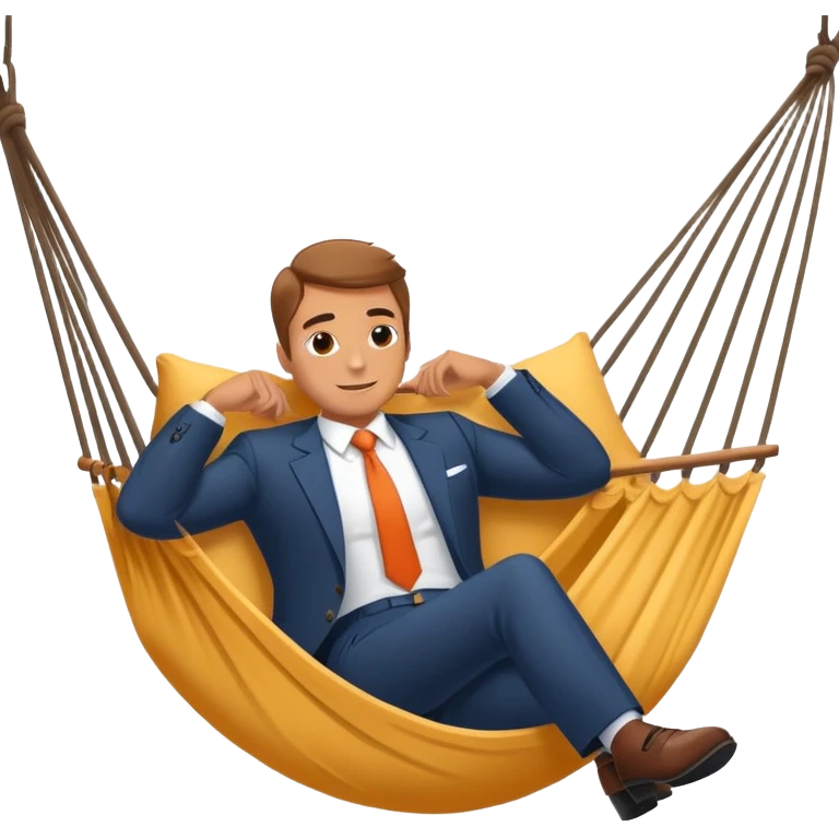 business guy in suit llying down in a hammock emoji