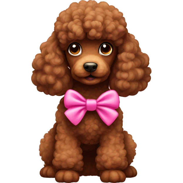 Brown poodle with a pink bow emoji