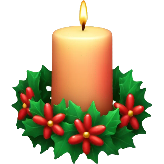 candle with christmas wreath emoji