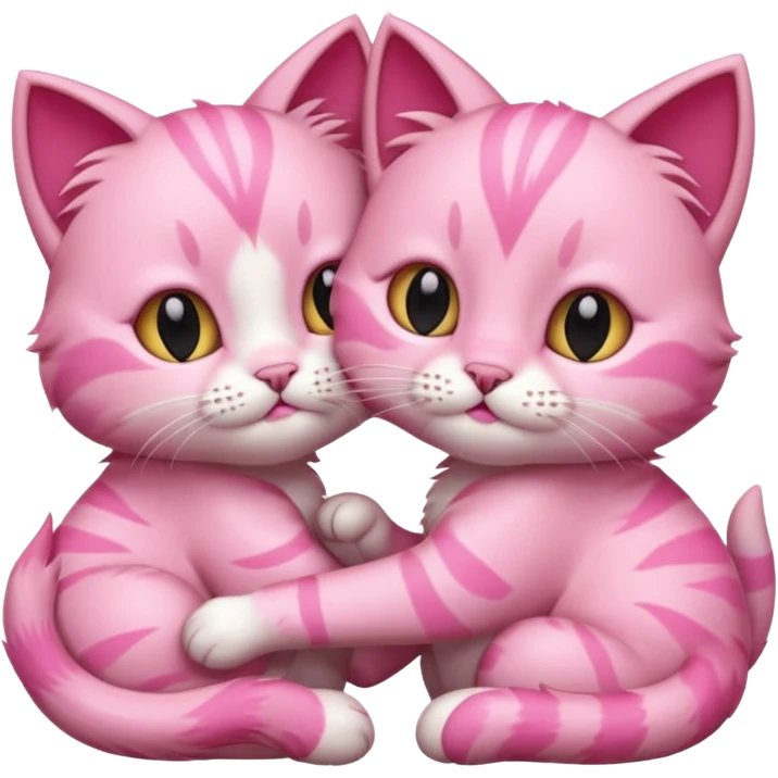 two pink cats grooming each other emoji