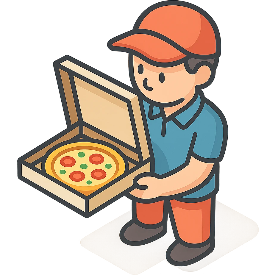 a delivery boy with pizza  emoji