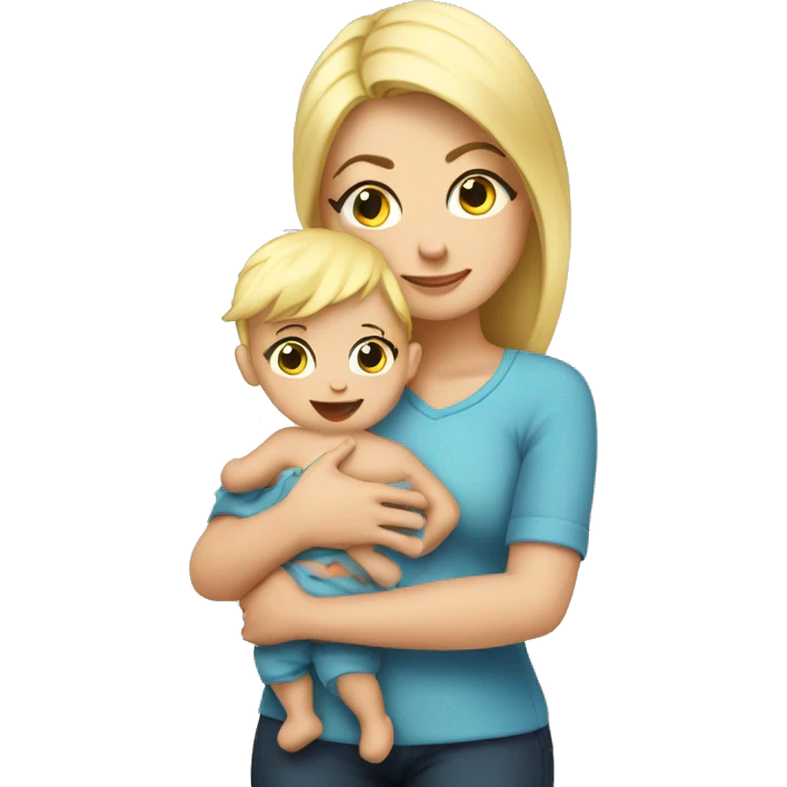 baby boy hug mommy blonde emoji