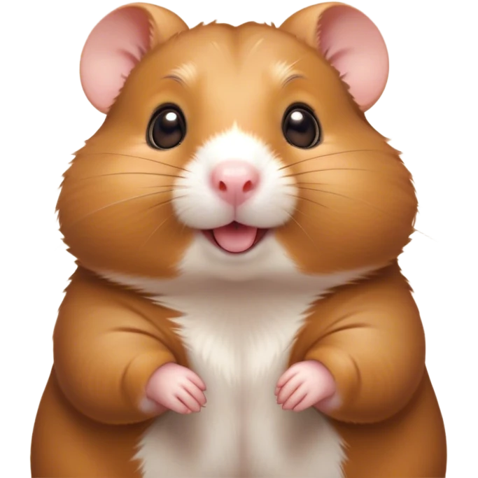 Cinematic Cute Brown Hamster Portrait Emoji, Head tilted playfully and inquisitively, featuring a glossy, rich brown coat with a delicate sheen, round, sparkling dark eyes filled with curiosity, Simplified yet irresistibly adorable features, highly detailed, glowing with a warm, friendly glow, high shine, affectionate and lively, stylized with a touch of whimsy, bright and endearing, soft glowing outline, capturing the essence of a mischievous yet loving hamster, so playful it feels like it could dash out of the screen and into your arms! emoji