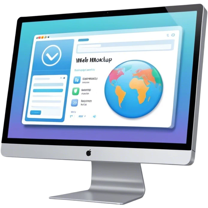 Create an emoji for UX/UI design. Show a monitor or tablet with a web interface mockup displayed on the screen. Use modern, professional colors. Do not include any emojis or smiley faces. Make the background transparent. emoji