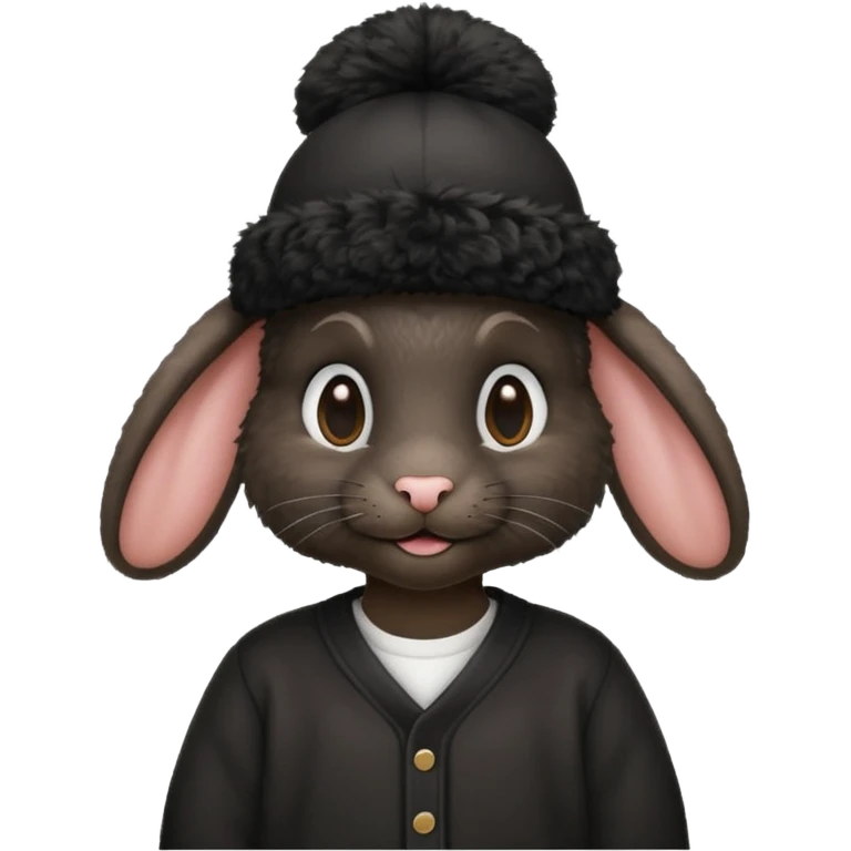 curly black rabbit with jersey and hat emoji