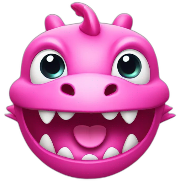 3d emoji,  transparent background, show face only, pink dragon with big smile, cute style emoji
