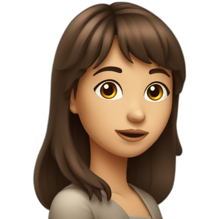 Fille avec une frange brune qui fait un bisous emoji