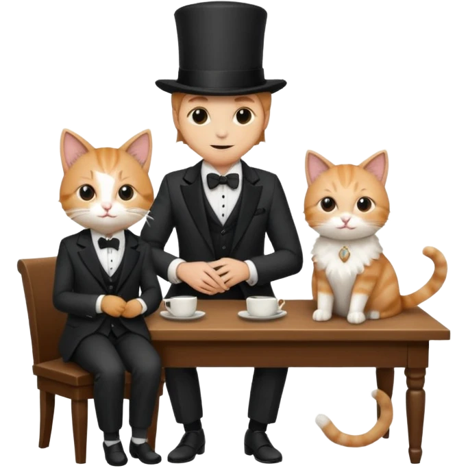 magician couple and their pet cat emoji