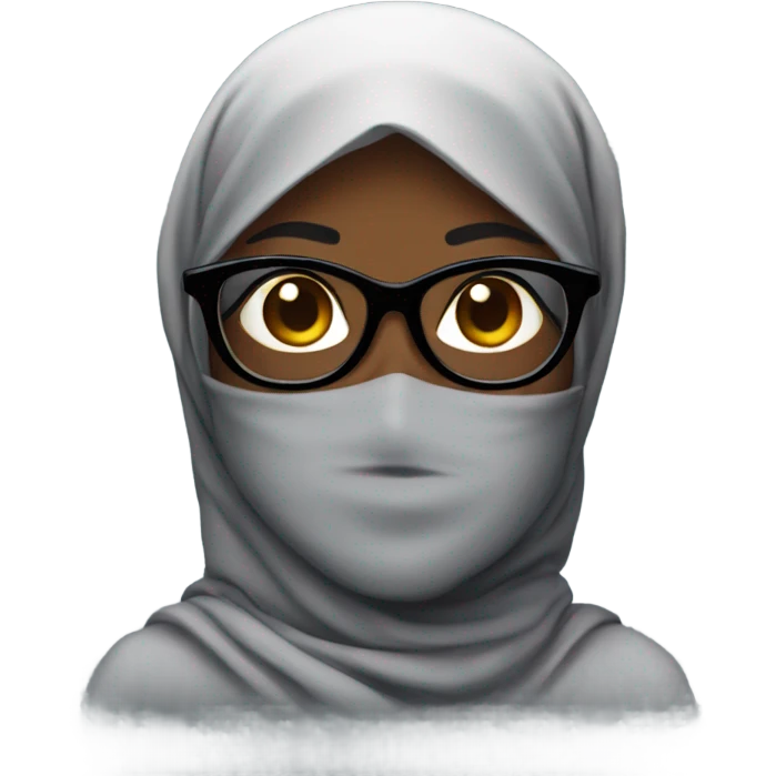 a darkskin lady with black swuared glasses and a hijab emoji