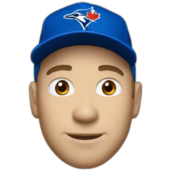 White man wearing blue jays hat emoji