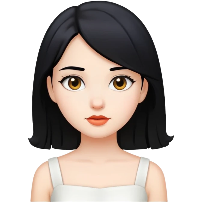 Girl with black hair, white emoji